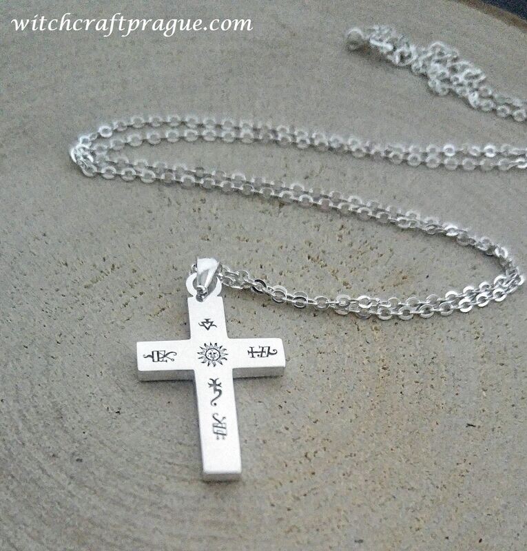 Customized cross sigil necklace amulet witchcraft talisman, Material: 925 silver