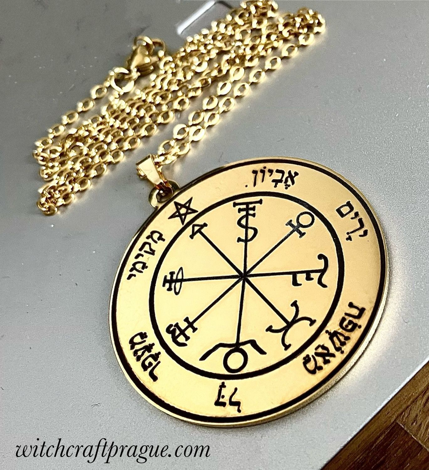 Amulet for extreme wealth seal of Solomon, Material: Gold plated