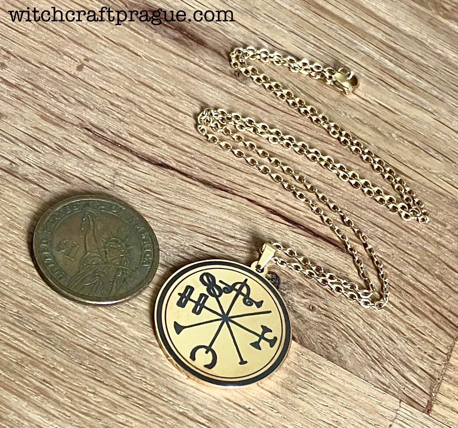 Amulet for money and wealth, Material: Gold plated
