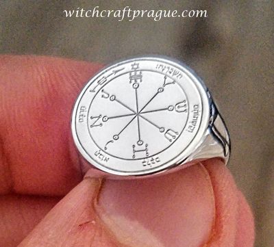 Sixth pentacle of mars seal of Solomon ring, Material: 925 Silver