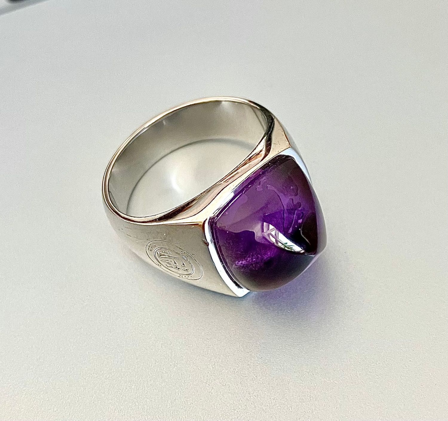 Custom Amethyst Silver Ring, Personalized Birthstone Jewelry with Engraving Option