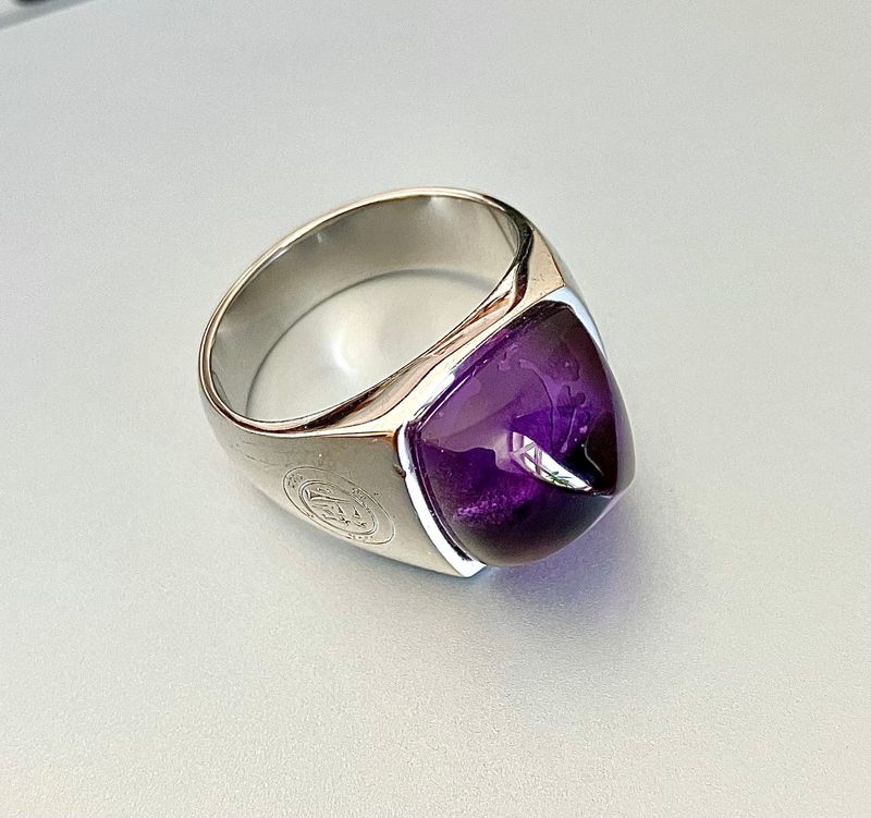 Custom Amethyst Silver Ring, Personalized Birthstone Jewelry with Engraving Option