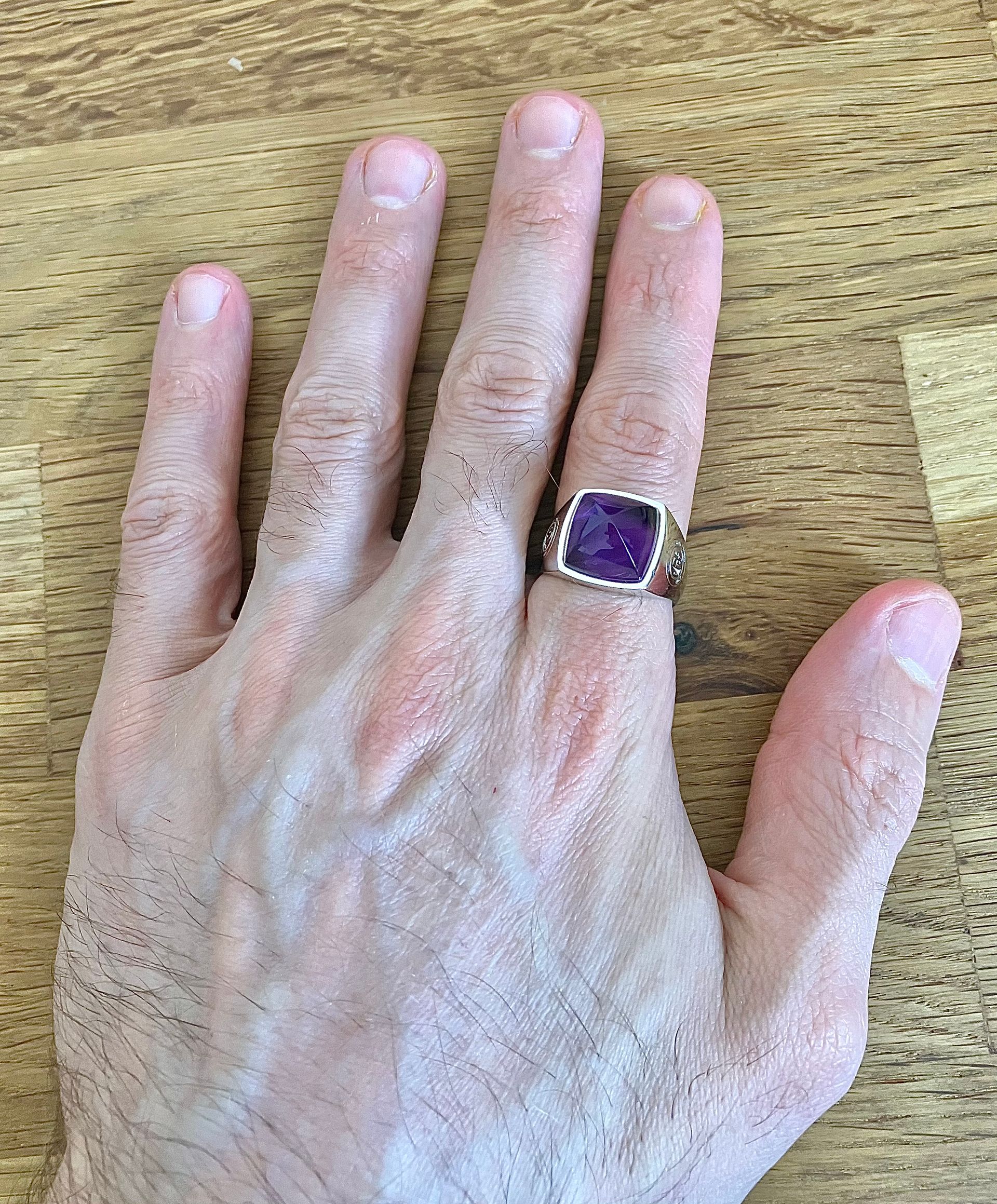 Custom Amethyst Silver Ring, Personalized Birthstone Jewelry with Engraving Option