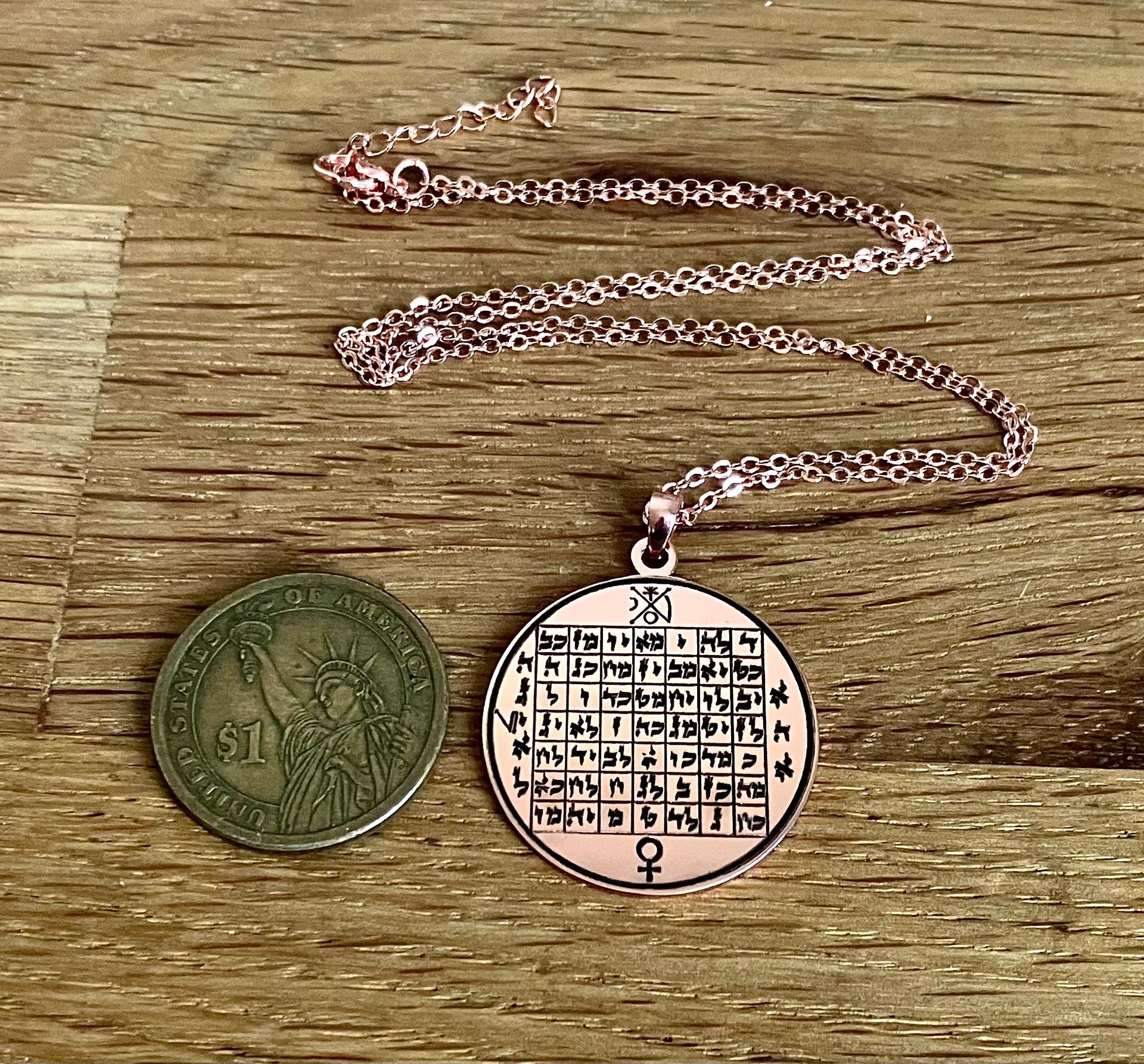 Venus talisman copper necklace, Love spell pendant