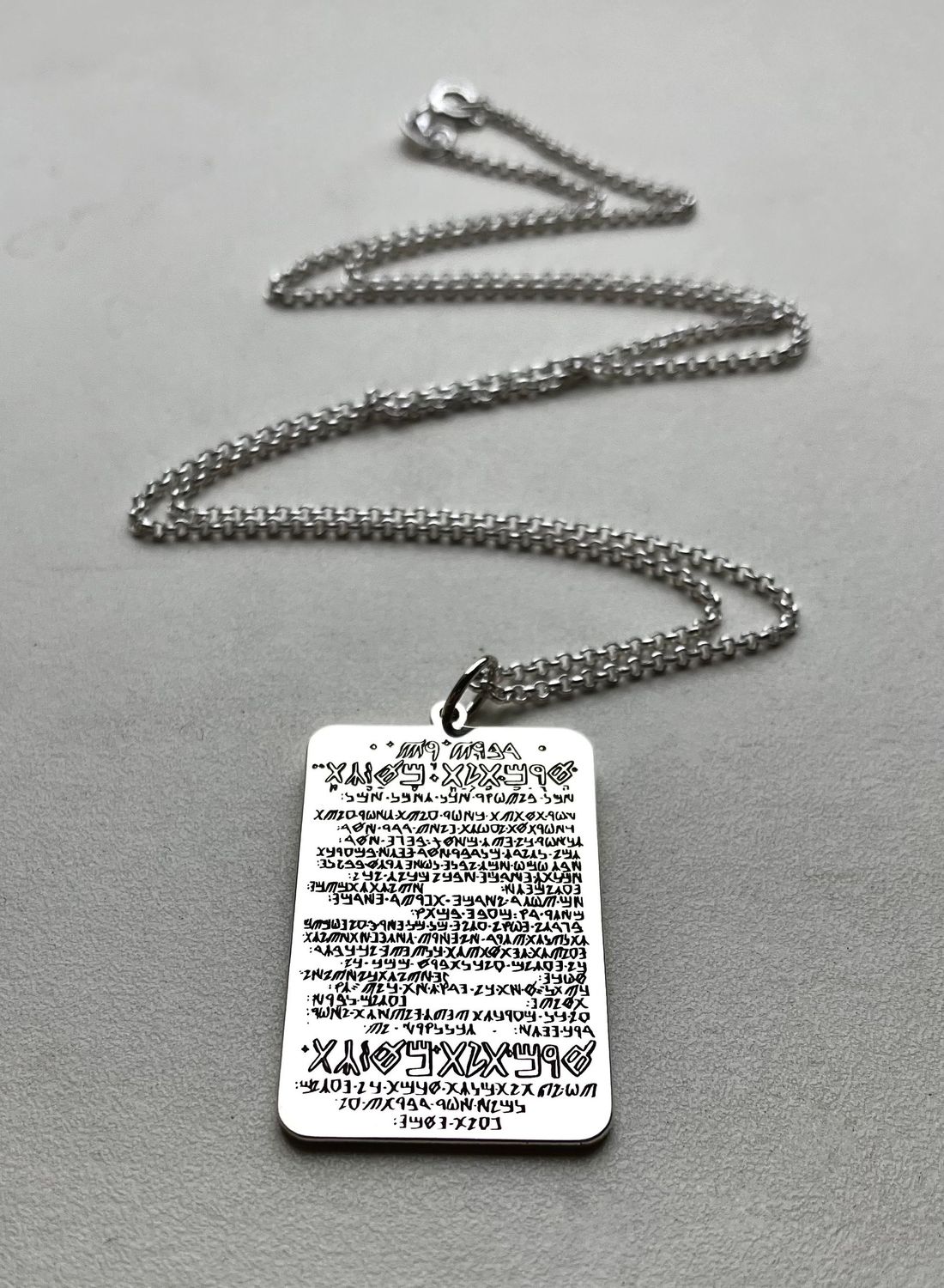 The Emerald tablet of Hermes necklace alchemy talisman witchcraft amulet, Material: 925 Silver
