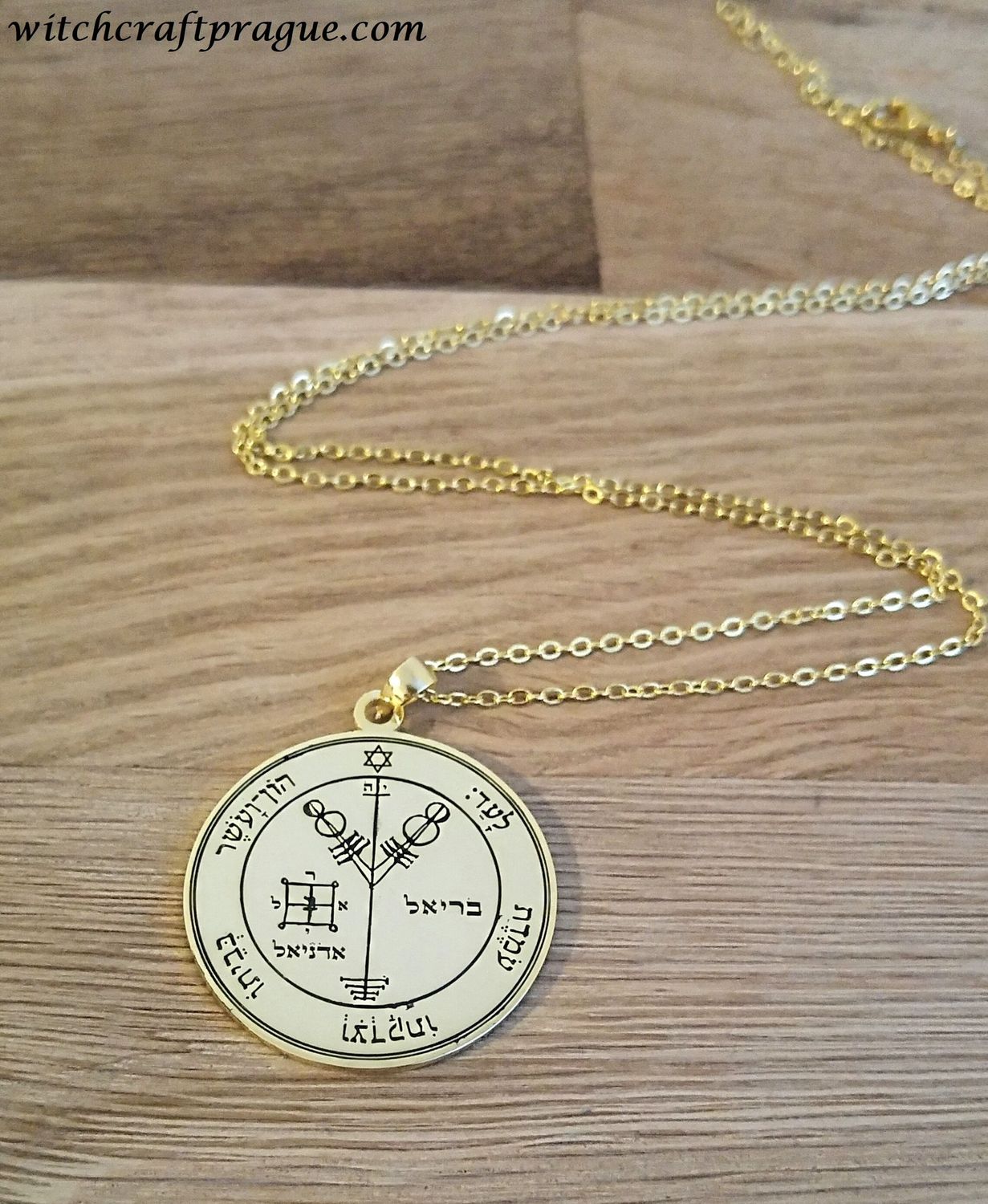 Fourth Pentacle of Jupiter necklace lesser key amulet alchemy talisman, Material: Gold plated