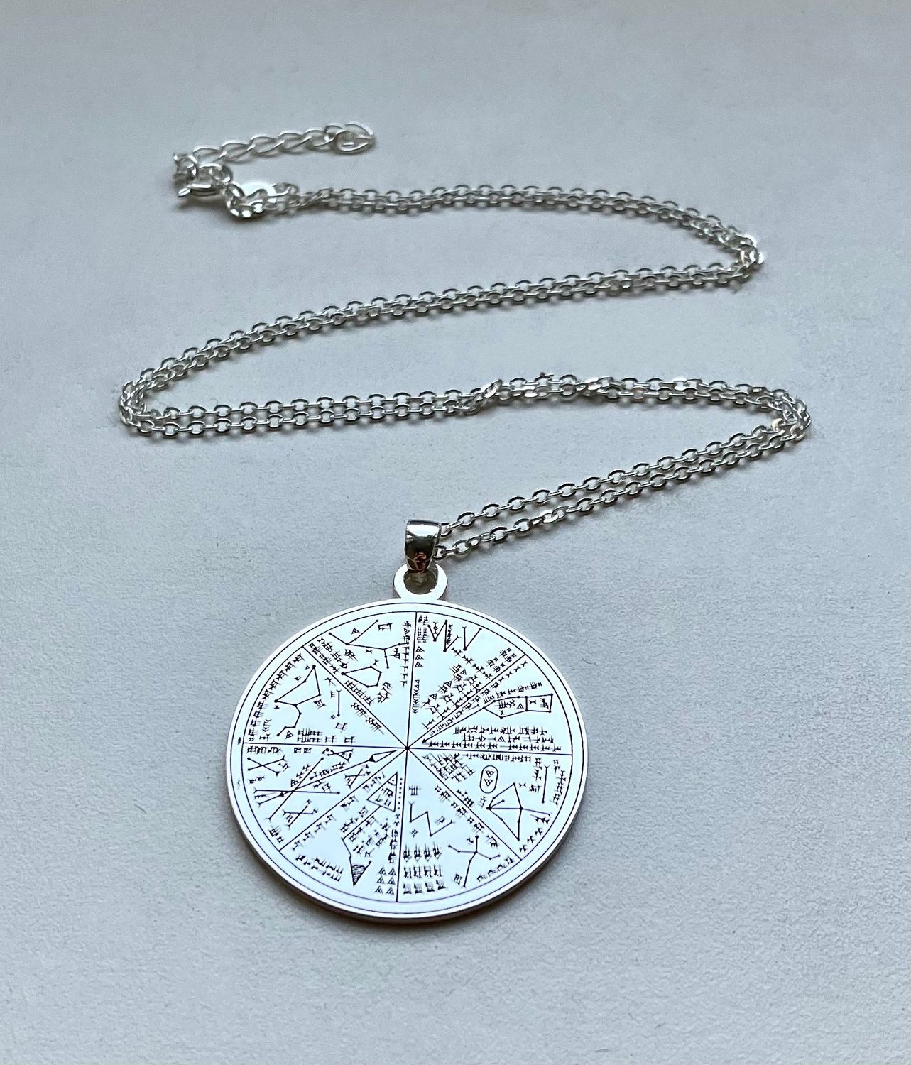 The Sumerian star map necklace planetary witchcraft amulet, Material: 925 Silver