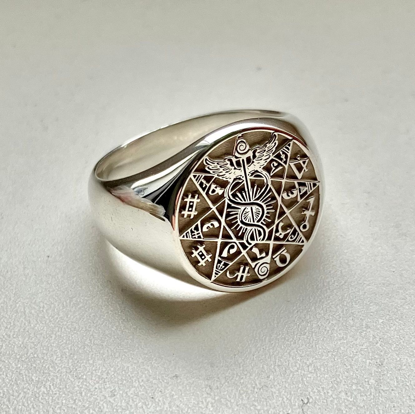 Customised amulet ring, Material: 925 Silver