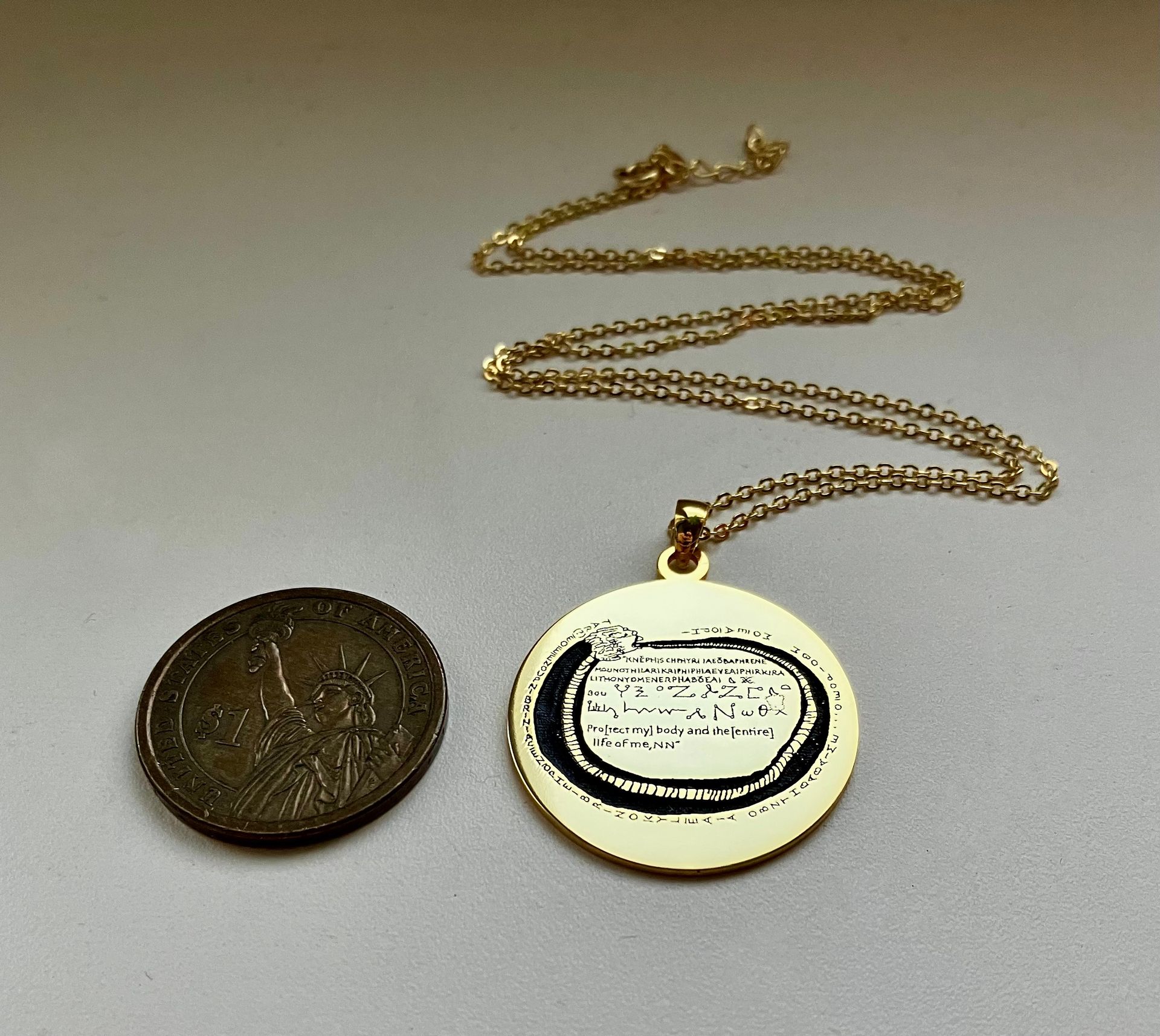 Greek magical papyrus protection amulet necklace