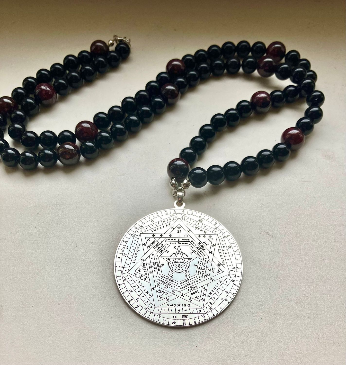 Sigillum Dei Aemeth Pentacle gemstones necklace