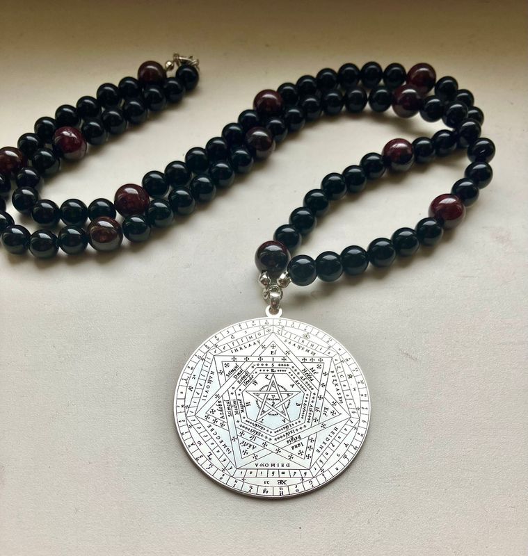 Sigillum Dei Aemeth Pentacle gemstones necklace