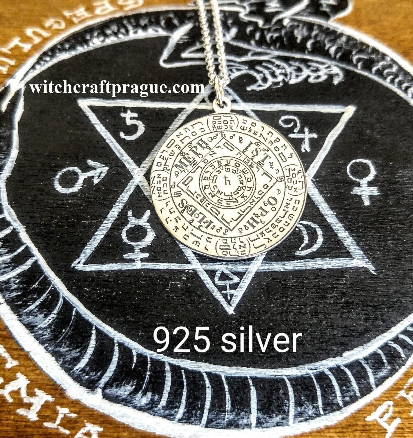 Mephistopheles seal necklace amulet, Material: 925 Silver