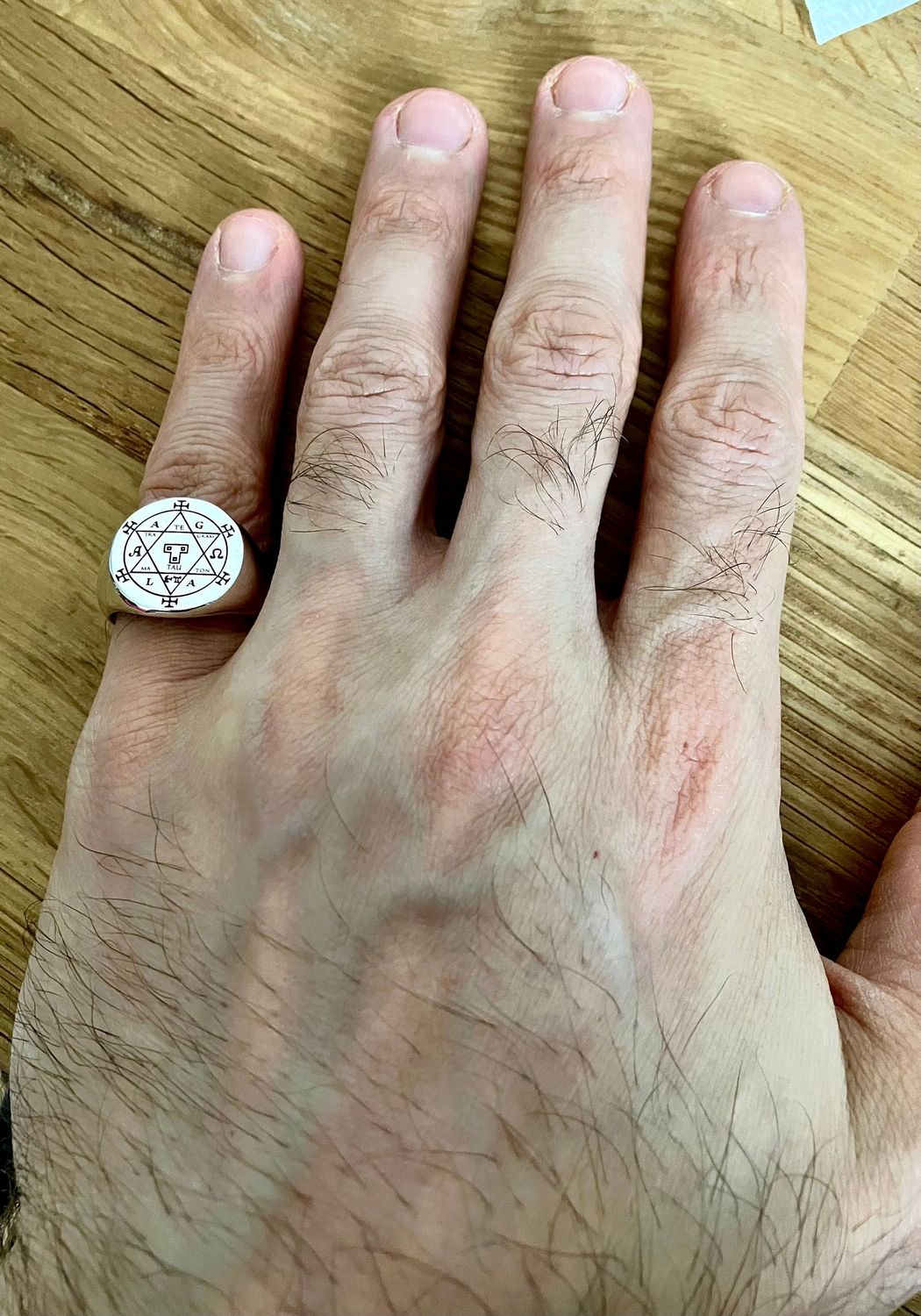 Hexagram of Solomon goetia ring witchcraft amulet, Material: 925 Silver