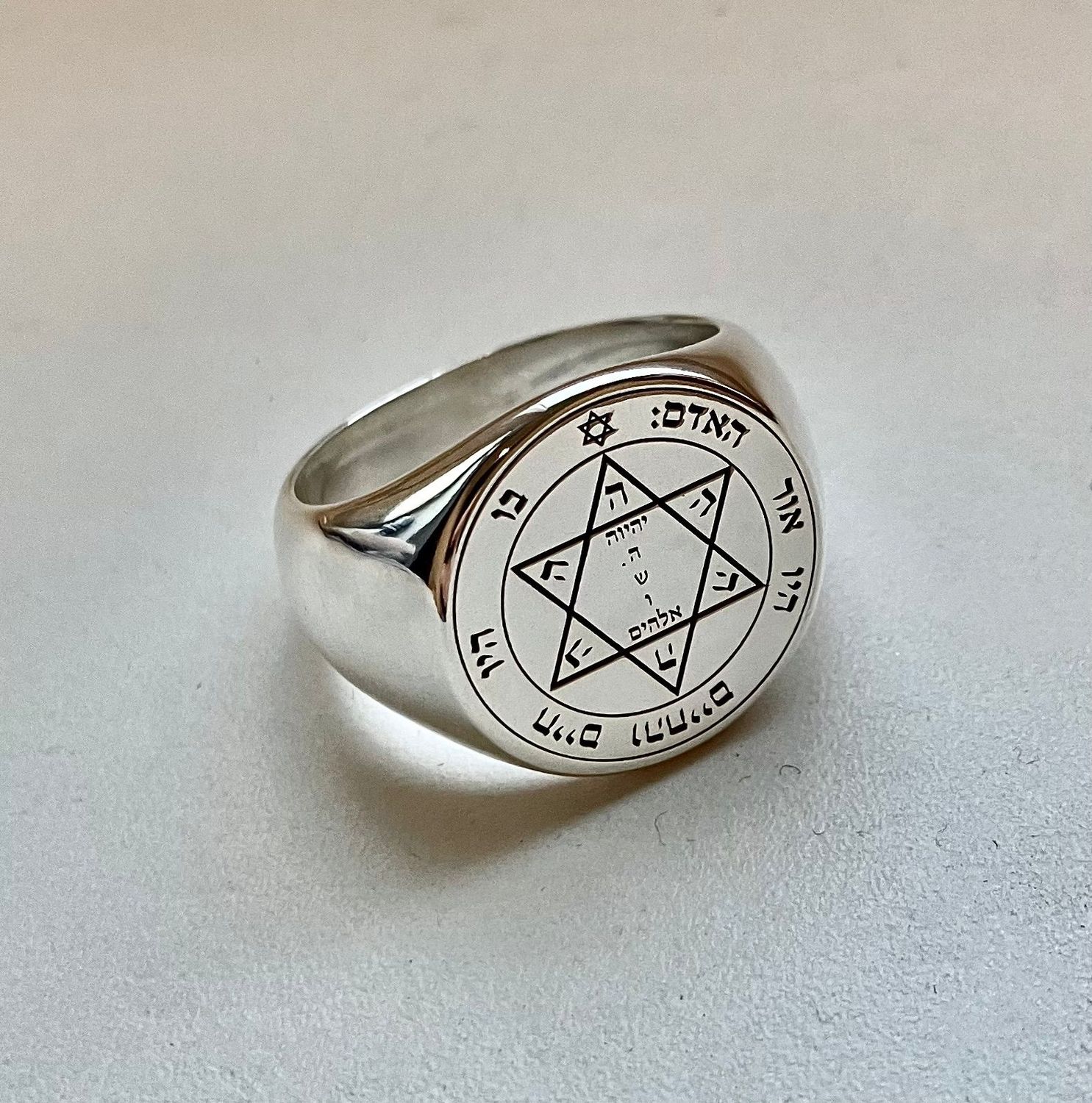 Second Pentacle of Mars ring seal of Solomon, Material: 925 Silver