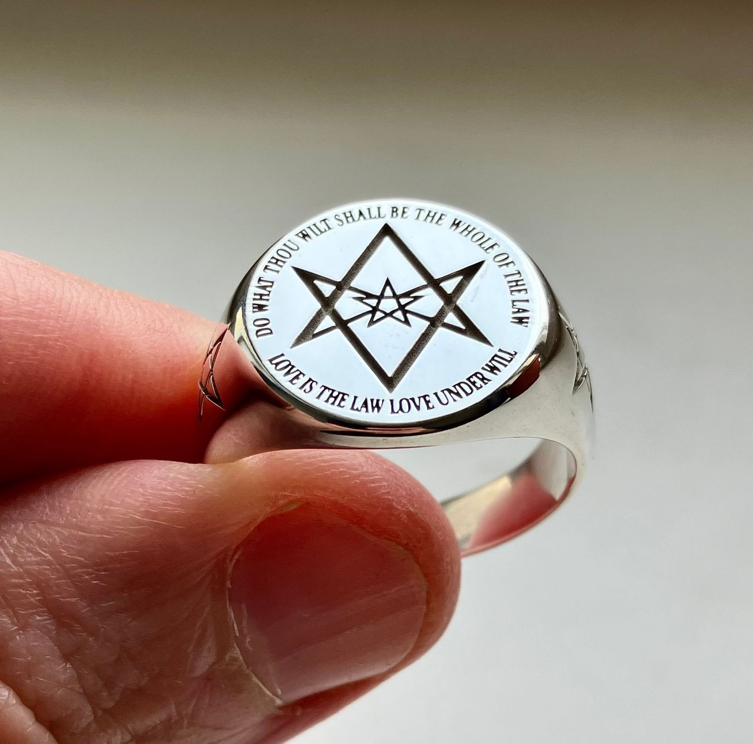Thelema seal ring occult amulet witchcraft talisman, Materia: 925 Silver
