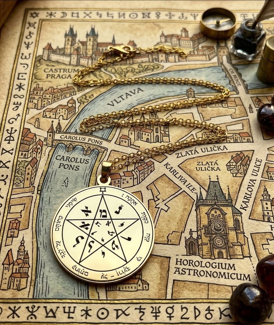 Second Pentacle of Venus necklace seal of Solomon, Material: Gold plated
