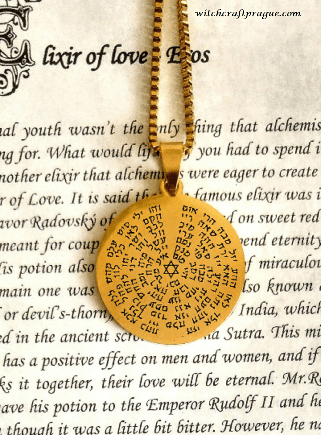 Names of God amulet for success and protection, Material: Gold plated
