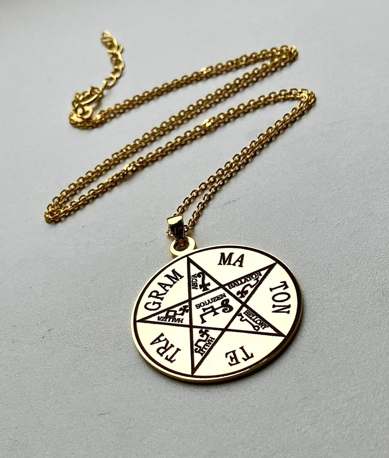 Pentagram of Solomon necklace Goetia amulet Pentagram of Solomon necklace Goetia amulet, Material: Gold plated