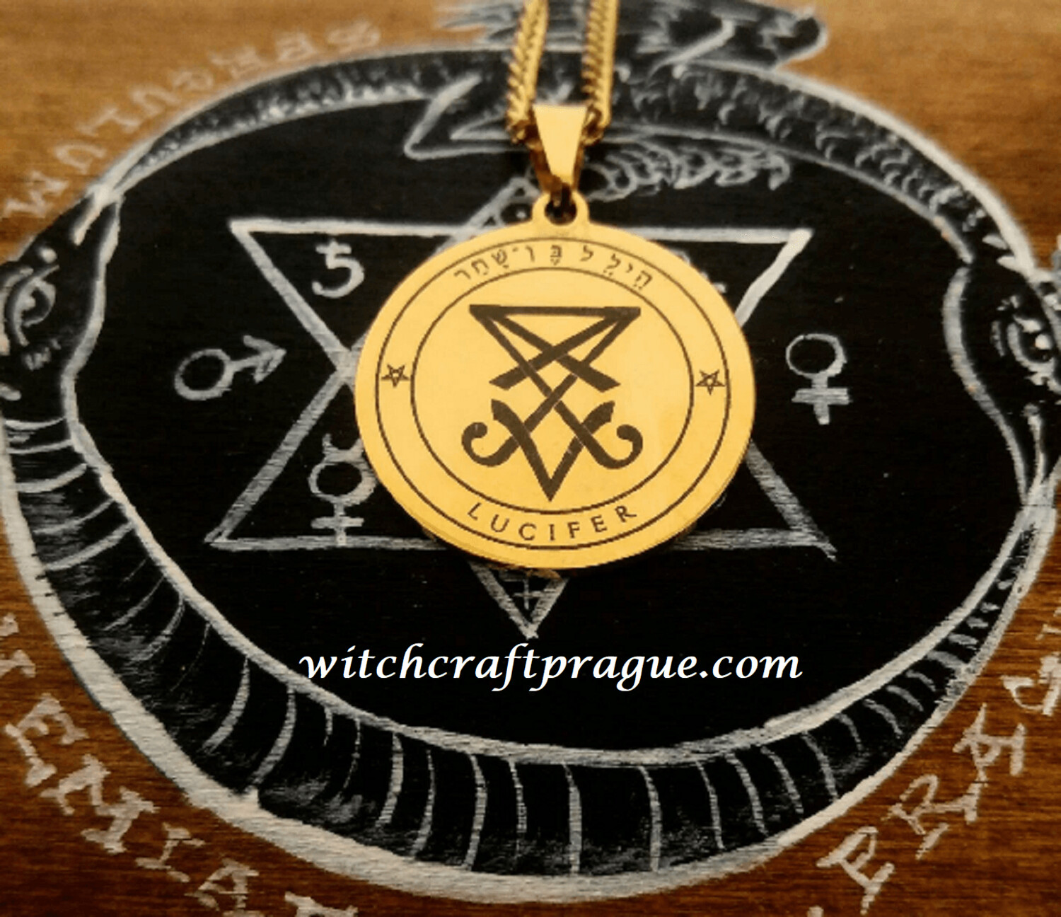 Lucifer morning star sigil necklace, Material: Gold plated
