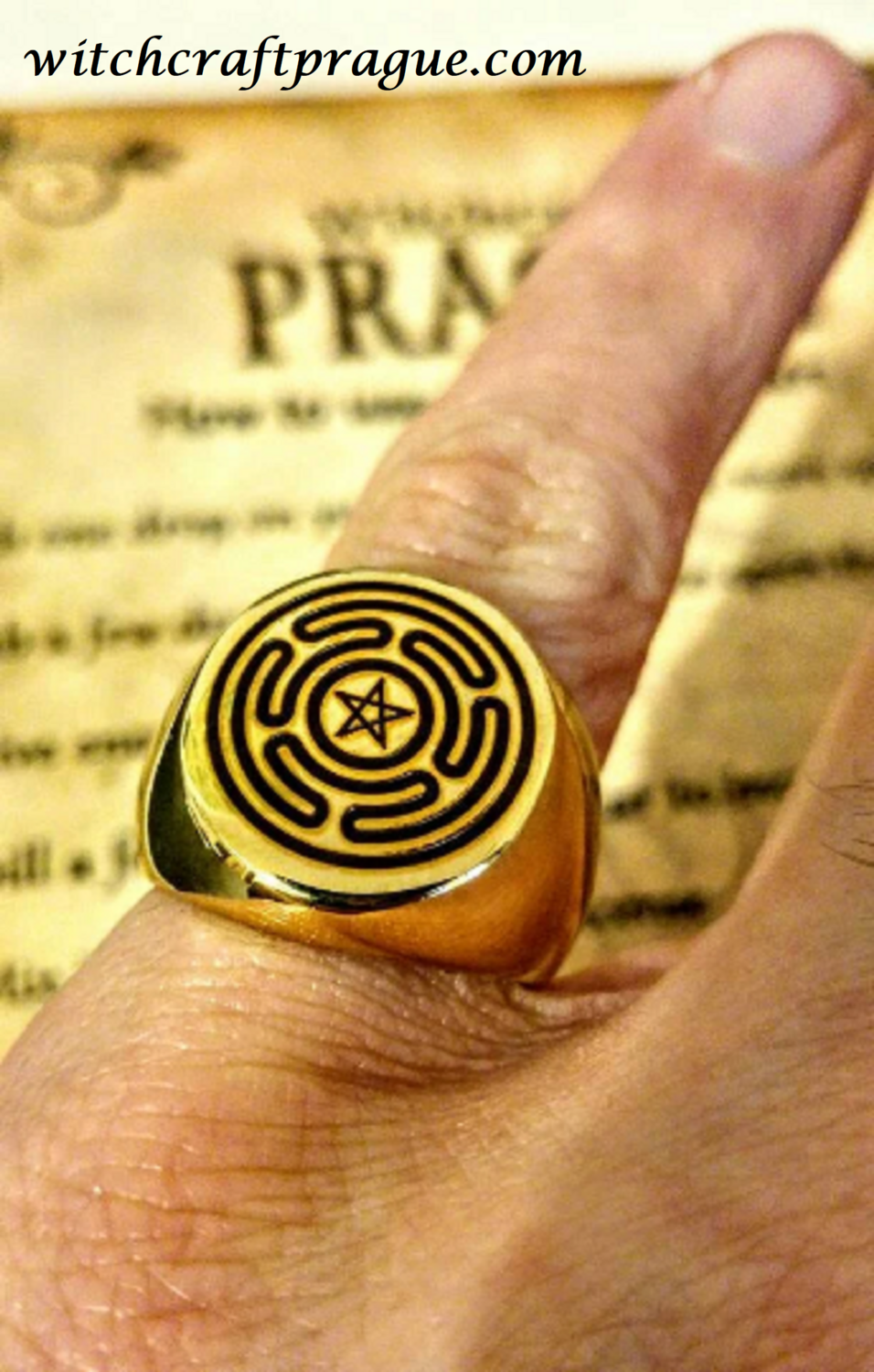 Witchcraft Hecate seal ring amulet Wicca talisman Witchcraft Hecate seal ring amulet Wicca talisman, Material: Gold plated