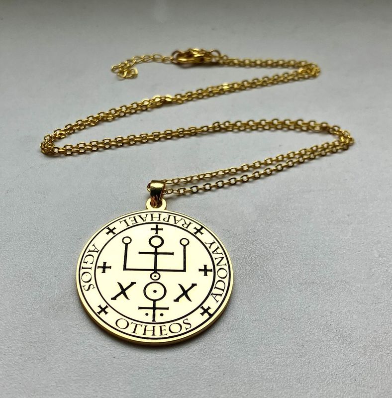 Witchcraft Archangel Raphael sigil necklace amulet Witchcraft Archangel Raphael sigil necklace amulet