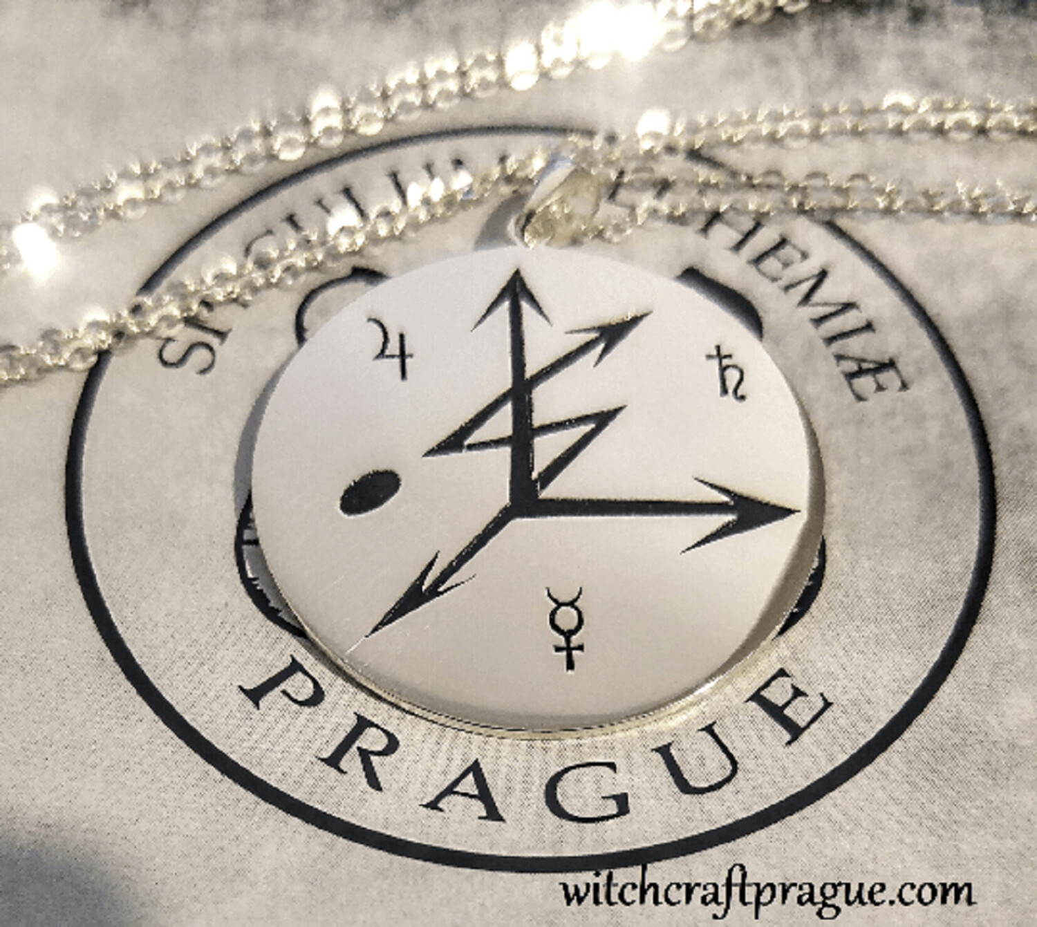 Chaos magic Ellis sigil necklace with Alchemy symbols, Material: 925 Silver