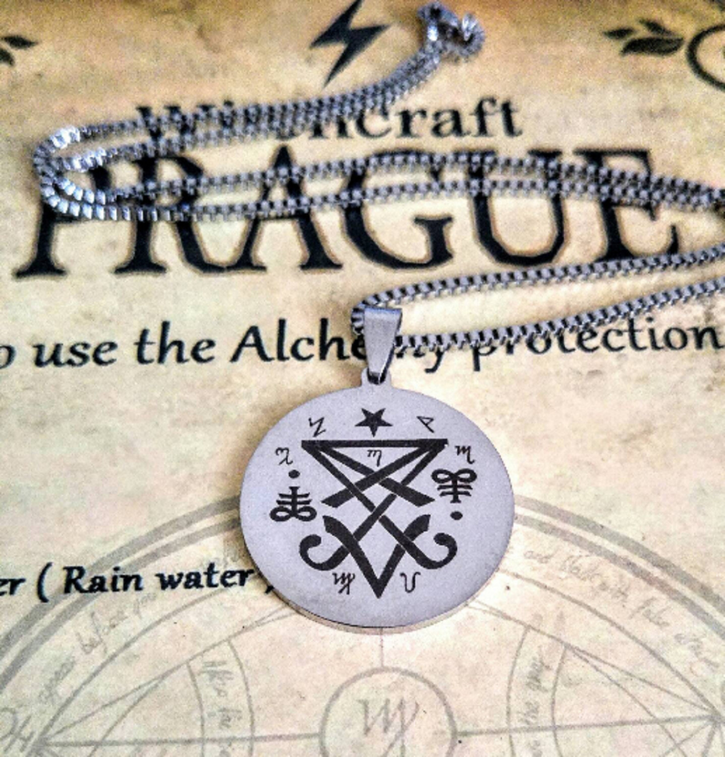 Lucifer Sigil necklace amulet Goetia witchcraft Wicca talisman, Material: 925 Silver