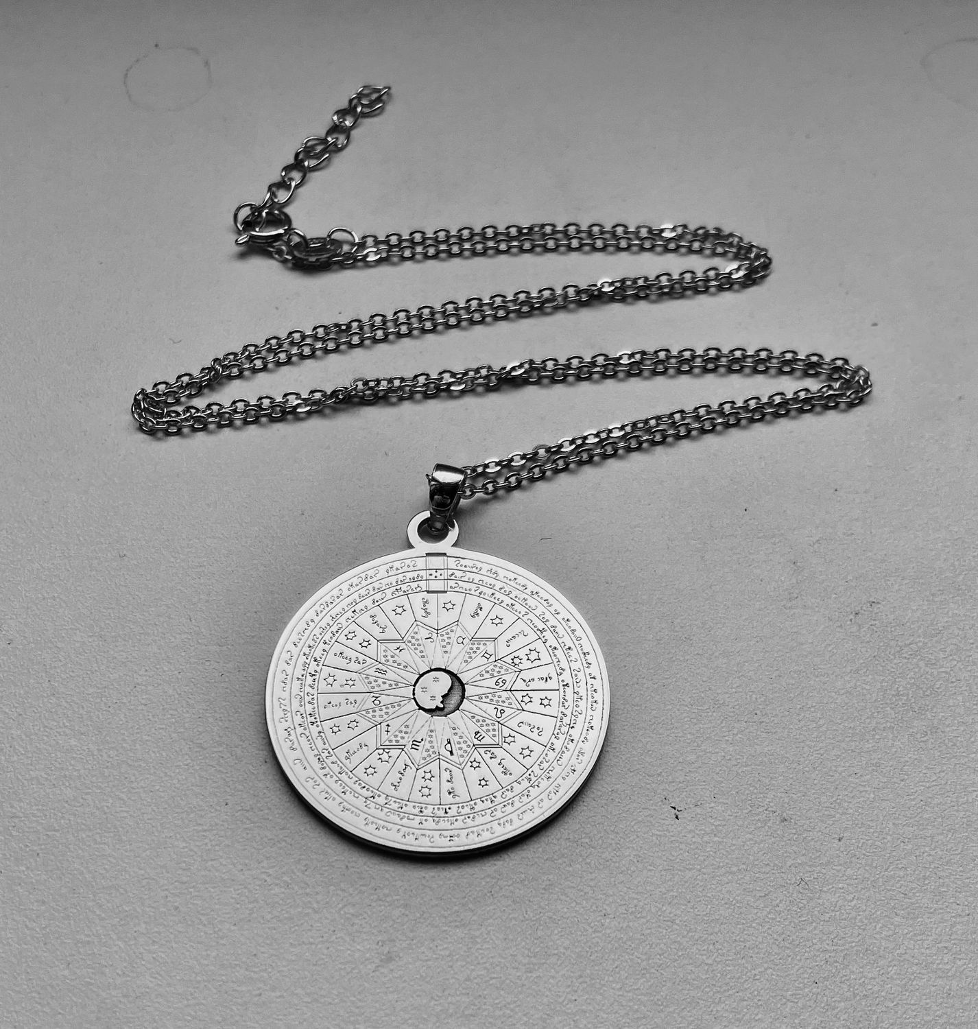 Voynich Manuscript planetary necklace talisman, Material: 925 Silver