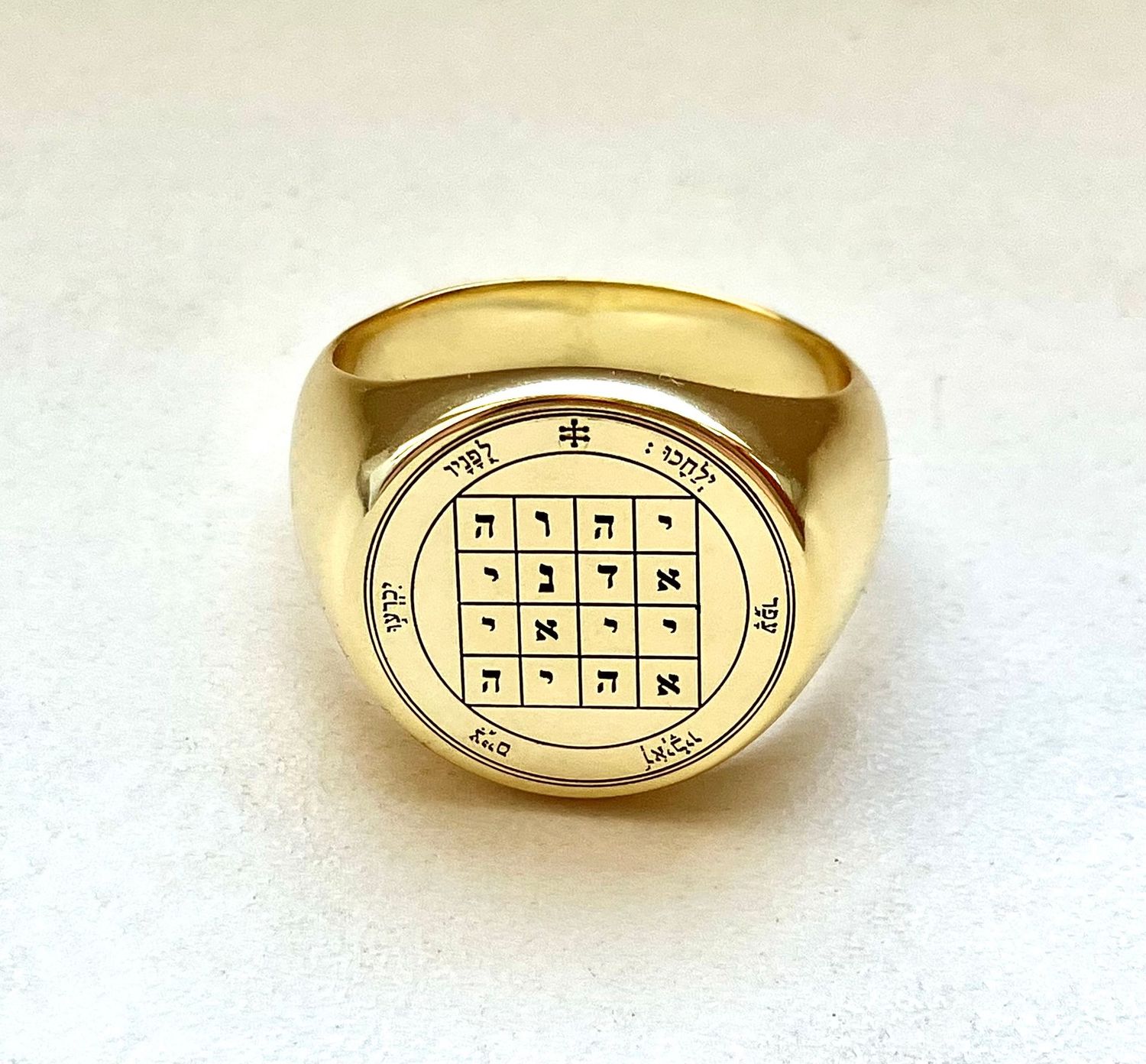 First Pentacle of Saturn ring seal of Solomom First Pentacle of Saturn ring seal of Solomom, Material: Gold plated