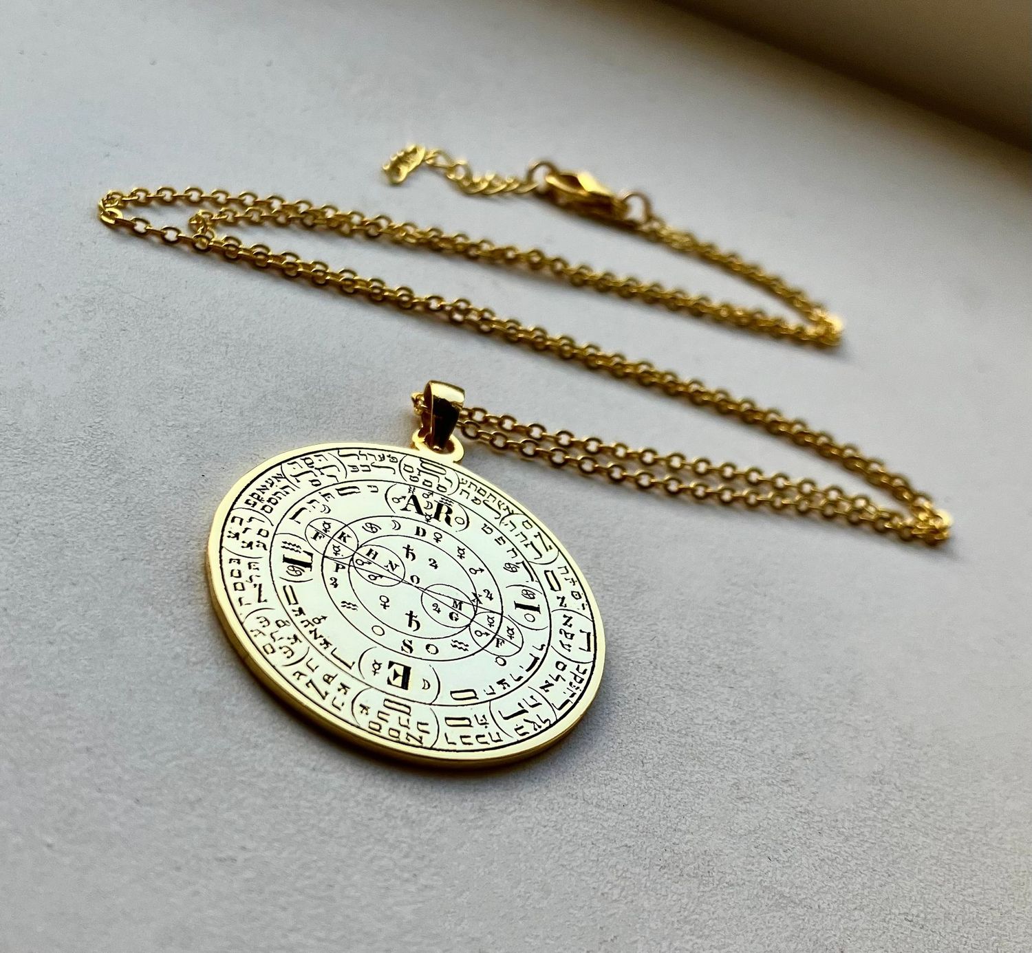Witchcraft spirit amulet for wealth,money talisman,charm necklace, Material: Gold plated