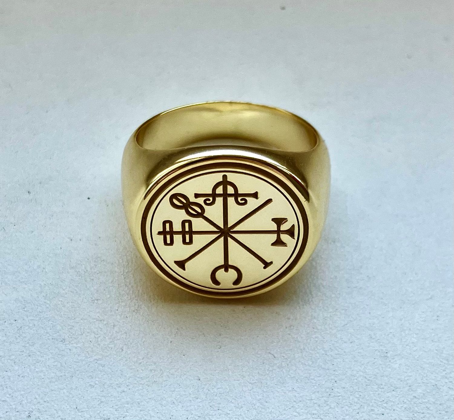 Money amulet ring, wealth talisman, seal of solomon Money amulet ring, wealth talisman, seal of solomon, Material: Gold plated