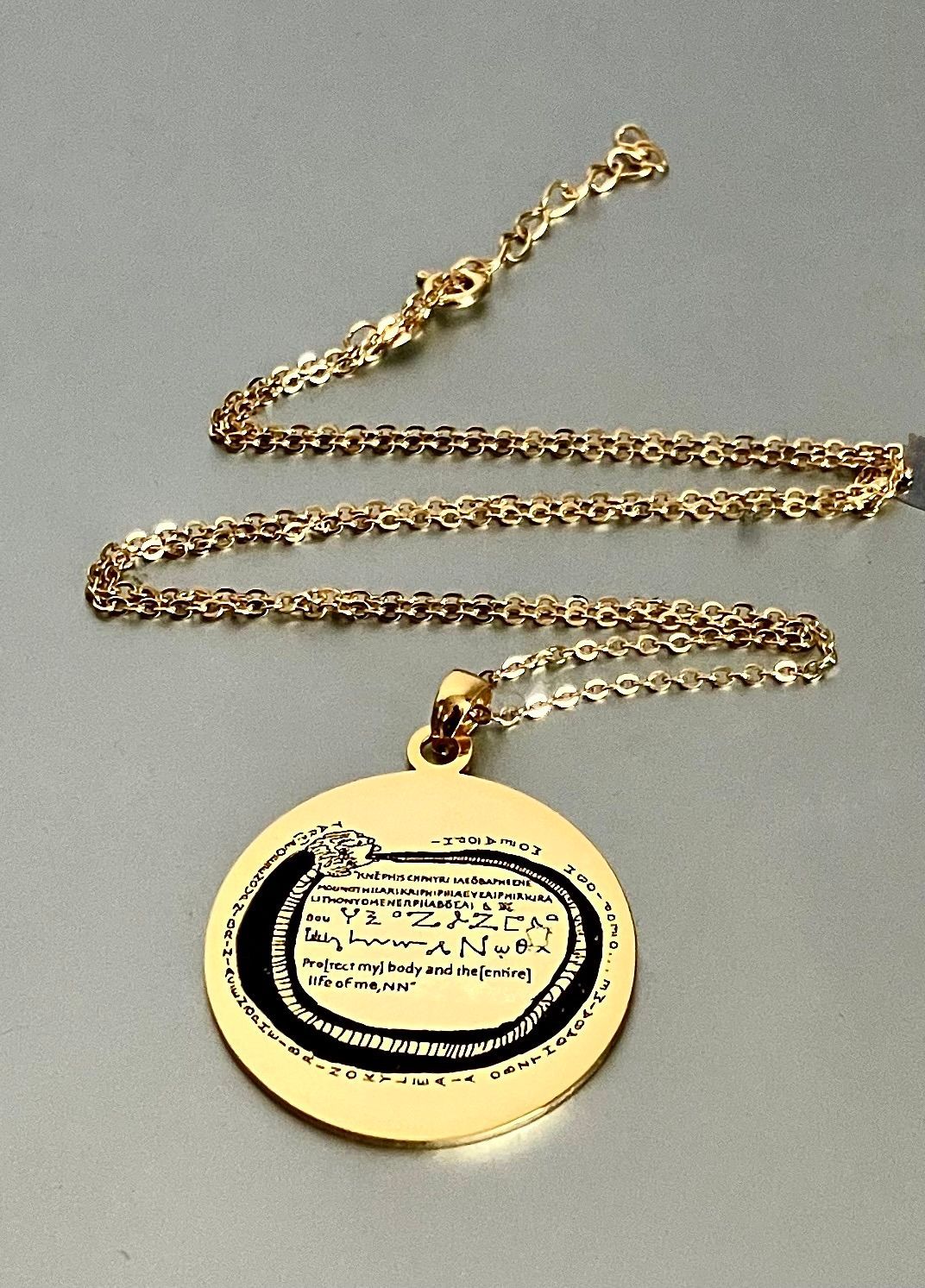 Greek magical papyrus protection amulet necklace