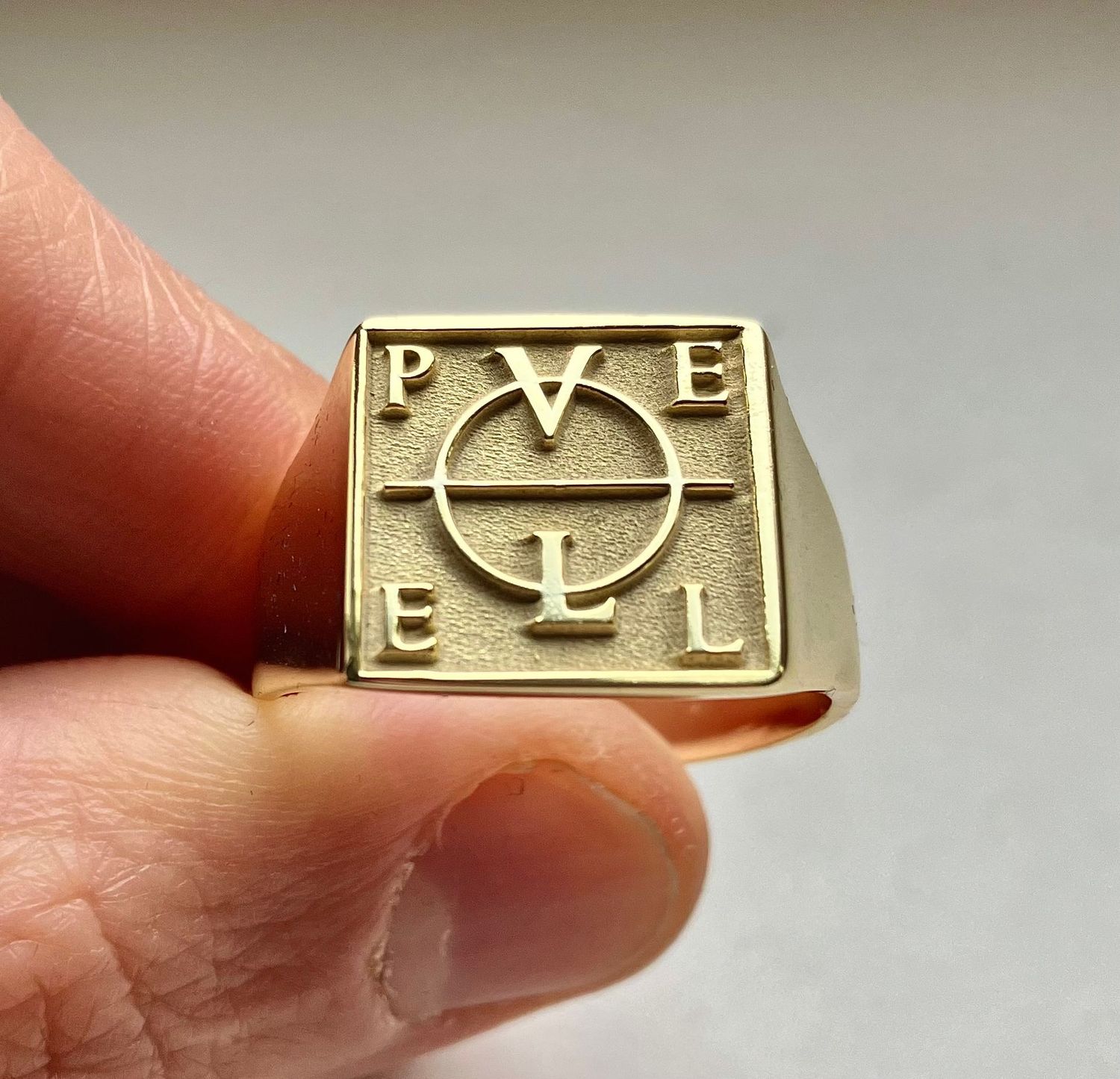 John Dee PELE Ring, Enochian talisman, Material: Gold plated