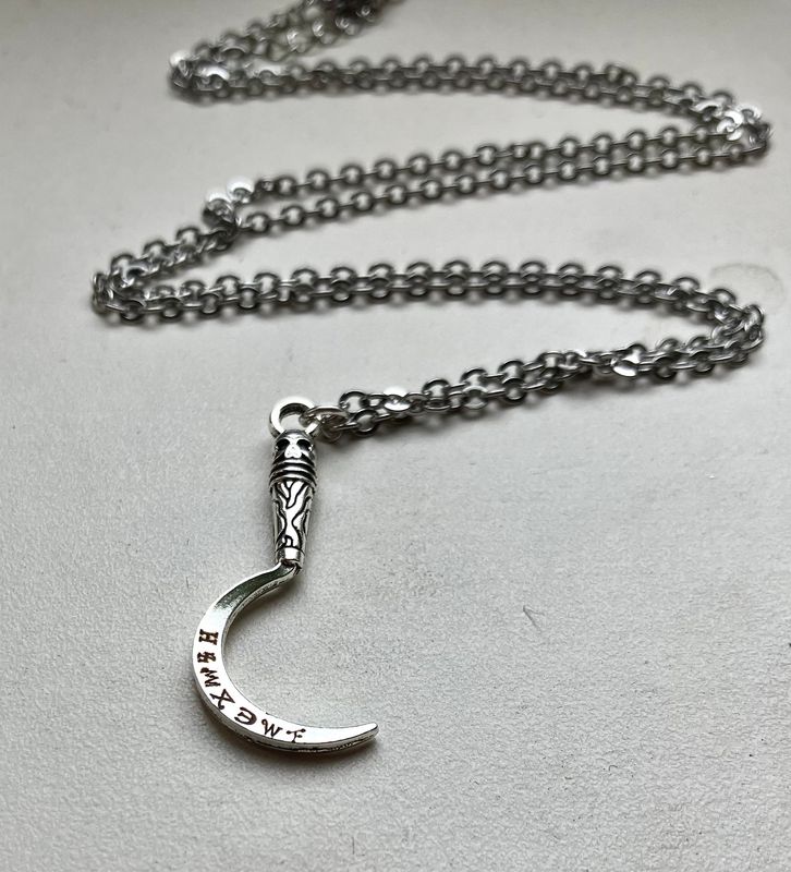 Saturn Planetary Sickle Necklace Occult Talisman Saturn Planetary Sickle Necklace Occult Talisman
