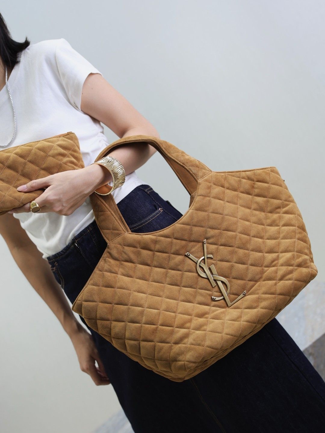 ICARE Medium In Quilted Suede