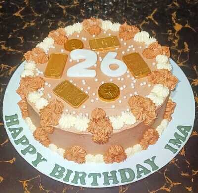 Chocolate & Gold coin cake