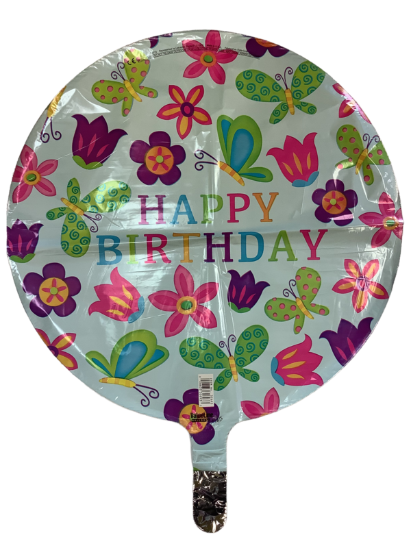 Happy Birthday Light Blue Flower & Butterflies Happy Birthday Light Blue Flower & Butterflies
