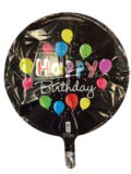 Happy Birthday Black Colorful Balloons