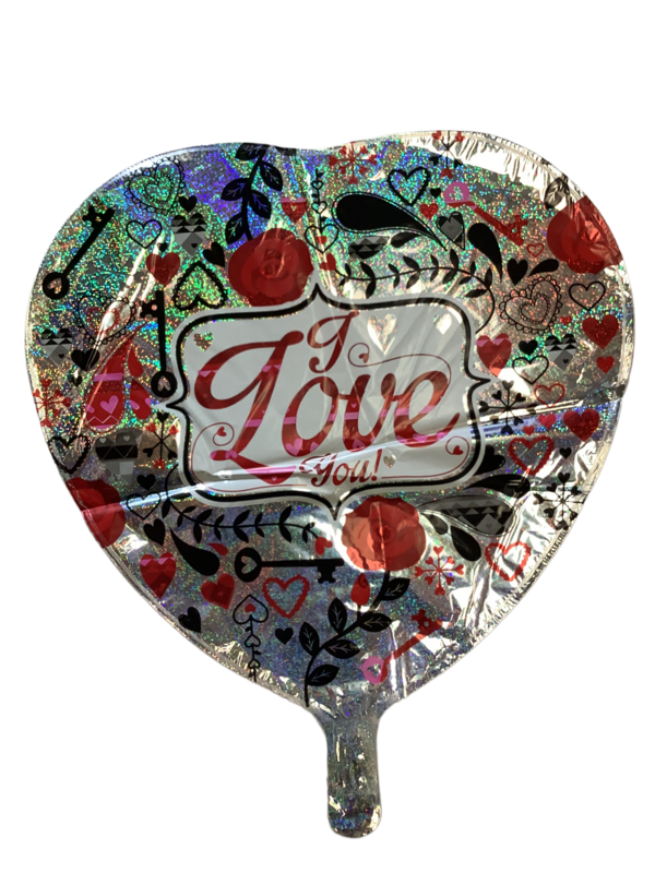 I Love You Red &amp; Black Silver Iridescent