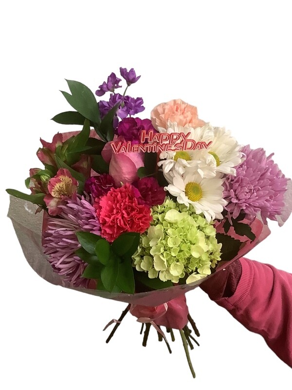Fresh Cut Flower Mixed Wrapped Bouquet