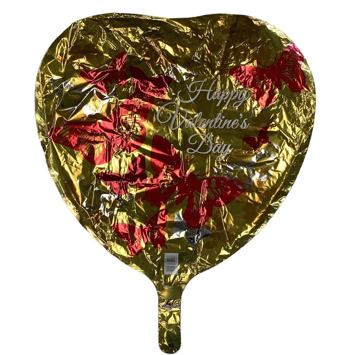 Happy Valentines Day Red &amp; Gold Heart With Butterfly