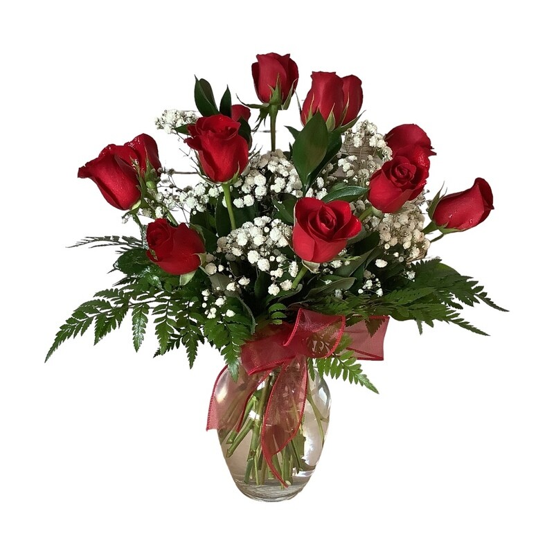 A Dozen Roses Vased