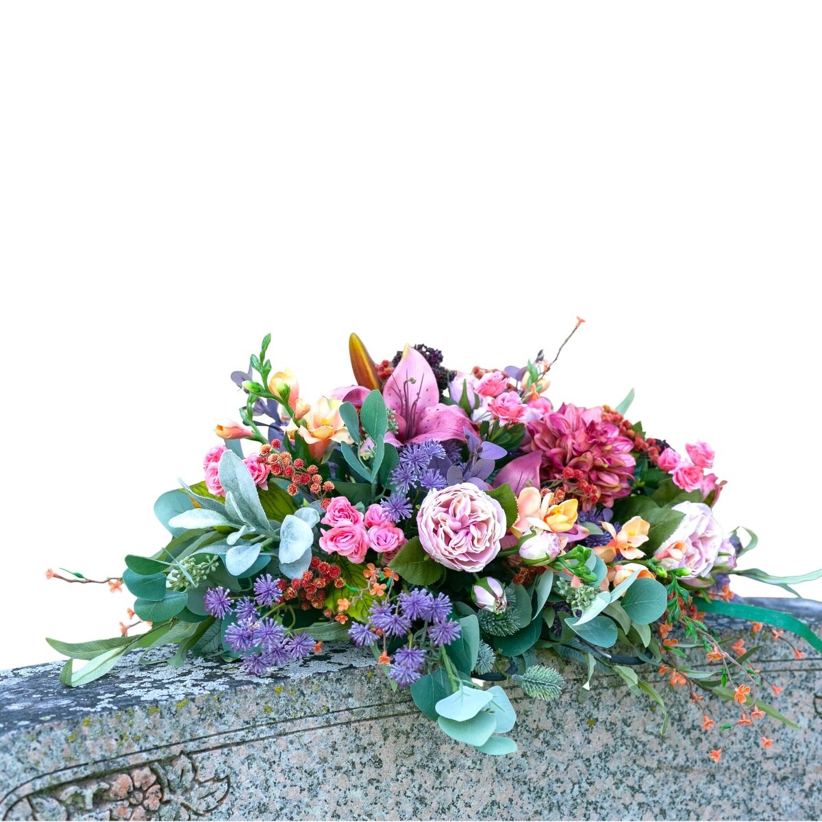 Silk Permanent Botanical Gravestone Topper