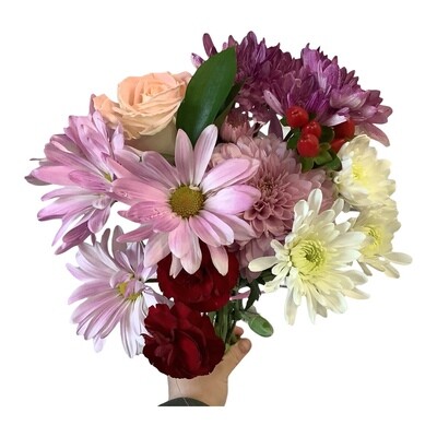 Cupid's Creation: Fresh Cut Flower Mixed Wrapped Bouquet