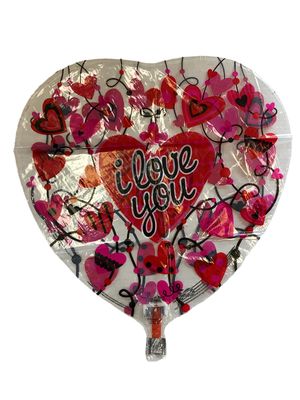 I Love You Red &amp; Black Clear Balloon