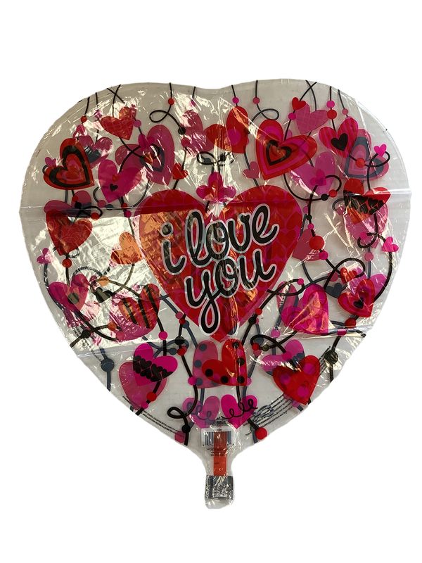 I Love You Red &amp; Black Clear Balloon