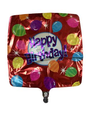 Happy Birthday Red Square Balloons