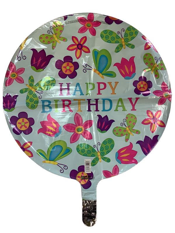 Happy Birthday Light Blue Flower &amp; Butterflies