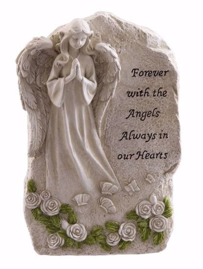 Forever with the Angels Memorial Stone Statue - 9" Angel Stone