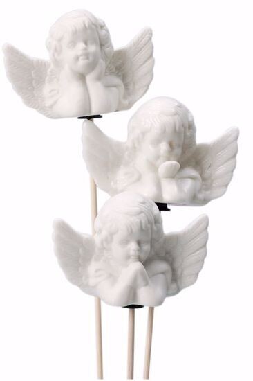 Angel Head Picks - Porcelain Angel Plant Pick